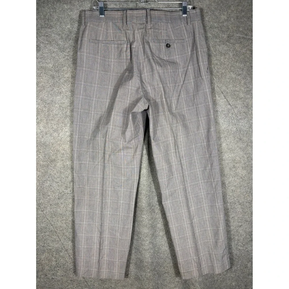 Banana Republic Modern Fit Mens 34x30 Gray Plaid Cotton‎ Dress Pants 632363-01